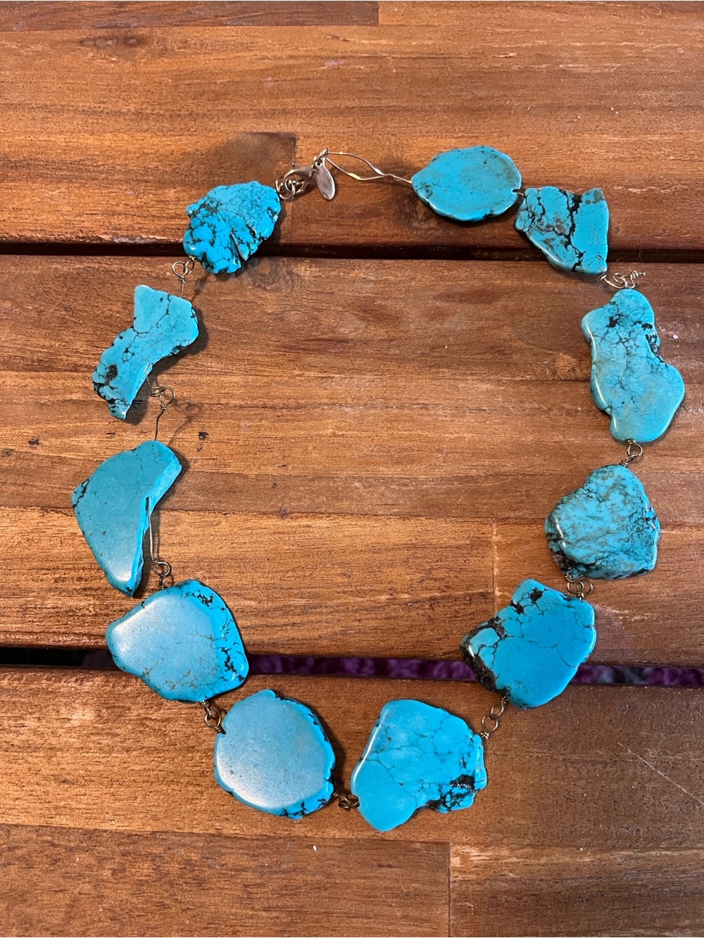 Authentic Turquoise Handmade Stone Statement Necklace - Bright Blue